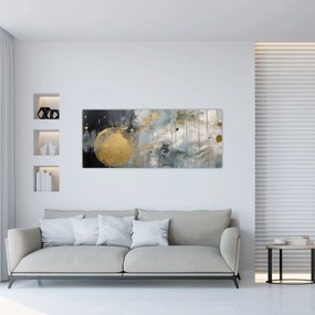 Obraz - Abstrakcia so zlatou guľou (120x50 cm)