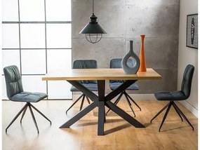 Čierny jedálenský stôl s dubovou doskou CROSS 150x90