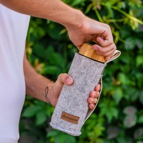 Tmavosivý filcový obal na sklenenú fľašu - Ø 7*21cm / 450ml a 650ml