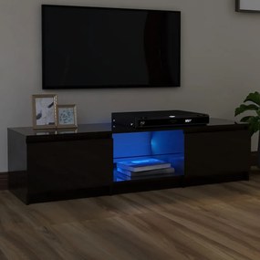 TV skrinka s LED svetlami lesklá čierna 140x40x35,5 cm