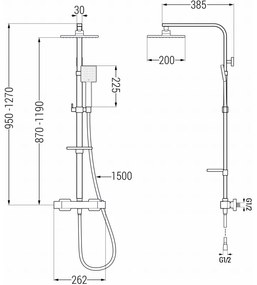 Mexen - CQ45 sprchový set s termostatickou batériou Cube, čierna, 772504595-70
