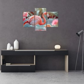 Obraz - Plameniak v jazierku (90x60 cm)