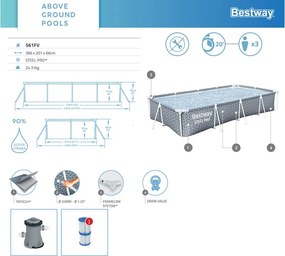 Producent niezdefiniowany Bestway Nadzemný bazén 366 x 201 x 66 cm 7 v 1 561FV