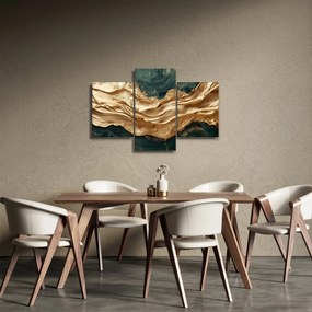 Obraz - Zelená abstrakcia so zlatom II. (90x60 cm)