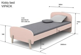 Biela detská posteľ Vipack Kiddy, 90 x 200 cm