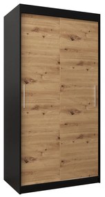 Šatníková skriňa 100 cm Toki (Čierna matná + Dub artisan). Akcia -41%. Vlastná spoľahlivá doprava až k Vám domov. 1064795