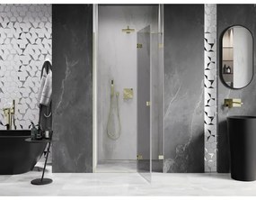 Mexen, Mexen Lunar pravé otočné sprchové dvere 85 cm, transparentné, brúsené zlaté - 834-085-000-55-00-P