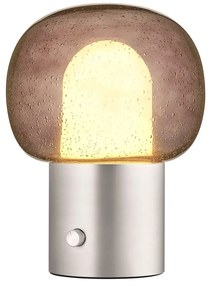 Hliníková LED stolová lampa v striebornej farbe so skleneným tienidlom (výška 32 cm) Iris – Blomus