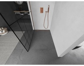 Mexen Kioto L, sprchová zástena Walk-In 90 x 200 cm, 8mm číre sklo čierny vzor, ružové zlato profil, 800-090-103-60-78