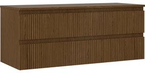 Mexen Rivel, kúpeľňová skrinka 120 cm s hornou doskou, 2 zásuvky, drážkovaná, orech, 91A20-12047-2-BFFC86