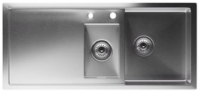 Klarstein TitanSteel kuchynský drez s odkvapkávačom, 100 x 45 cm, 2 umývadlá, nehrdzavejúca oceľ, odolný voči teplu