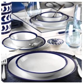 Jedálenská súprava 24 ks biela/modrá/porcelán