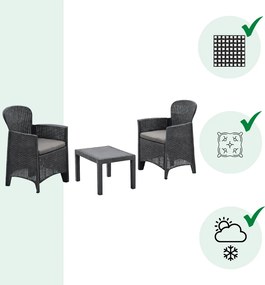 Záhradný set AKITA, 3-dielny, antracitová I.P.A.E-Progarden