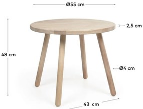 Detský stôl z kaučukového dreva Kave Home Dilcia, ø 55 cm