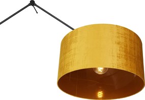 Moderná stojaca lampa čierna so zlatým tienidlom 50 cm - Editor