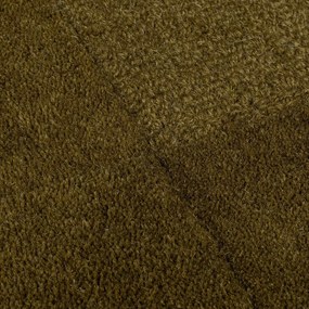 Kaki ručne tkaný vlnený behúň 60x230 cm Checkerboard – Flair Rugs