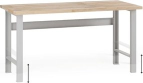 Výškovo nastaviteľný dielenský stôl G7, buková škárovka, 1700 x 800 x 840-1040 mm