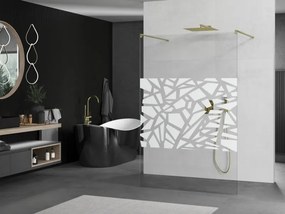 Mexen Kioto, sprchová zástena Walk-In 100 x 200 cm, 8mm číre sklo biely vzor, zlatý matný profil, 800-100-002-55-85