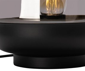 Dizajnová stolná lampa čierna so zlatom a dymovým sklom - Kyan