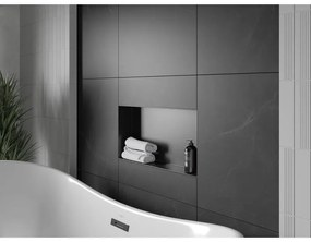 Mexen X-Wall-NR, polička na zapustenie pod obklad bez goliera 60 x 30 cm, čierna matná, 1971603010