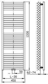Aqualine Aqualine, TONDI vykurovacie teleso 450x1330 mm, stredové pripojenie, čierna matná, DT476T