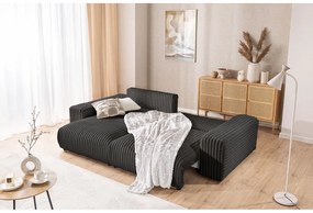 Tmavosivá menčestrová rozkladacia/s úložným priestorom rohová pohovka (ľavý roh) Sarina – Ropez