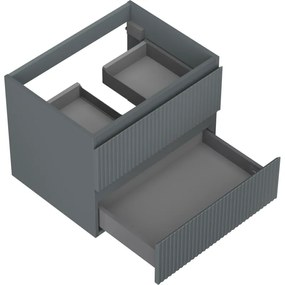 Mexen Rivel, kúpeľňová skrinka 60 cm, 2 zásuvky, drážkovaná, grafitová matná, 91A20-06047-2-BFF66