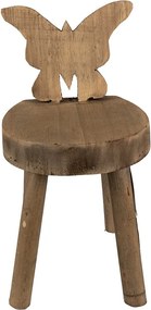 Hnedý dekoračný kvetinový drevený stolík s motýľom - 18*19*34 cm