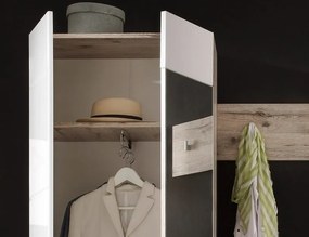 Predsieňová stena Sixx, pieskový dub/biela lesk