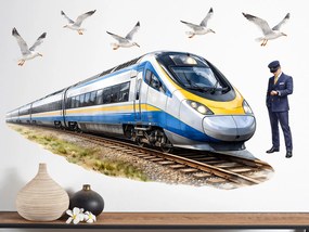 Vlak Pendolino textilní prelepiteľná nálepka na stenu hárok 75 x 39 cm