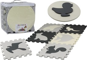 LEAN Mäkké penové puzzle EVA kontrastné vzdelávacie sivé 28 dielov