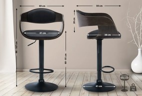 Barová stolička Kingston B - koženka, čierny rám - čierna/šedá