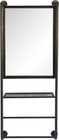 Nástenné zrkadlo v kovovom ráme s policami Alayna - 48 * 10 * 124 cm