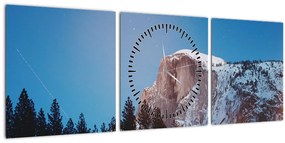 Obraz - Nočný vrchol hôr (s hodinami) (90x30 cm)