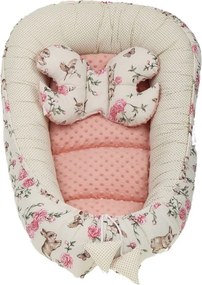 Obojstranné hniezdočko (kokon) pre bábätko - BABYMAM PREMIUM set 7v1 - Tajomná záhrada s marhuľovou minkou