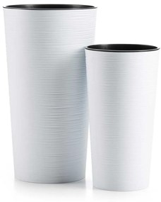 PLASTOVÝ KVETINÁČ URBANIKA RIFLO 25,5X46,5 CM+19,5X36,5 CM BIELA