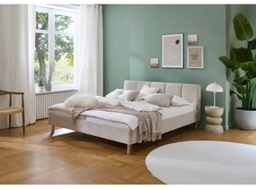 Béžová čalúnená dvojlôžková posteľ bez roštu 180x200 cm Joker – Meise Möbel