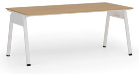 Kancelársky stôl PRIMO GAMMA, 180x90 cm, biela podnož, buk