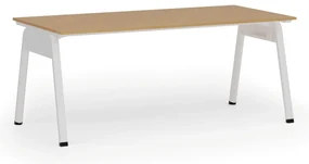Kancelársky stôl PRIMO GAMMA, 180x90 cm, biela podnož, buk