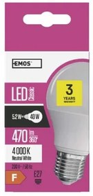 EMOS LED žiarovka, E27, A60, 6W, 470lm, neutrálna biela