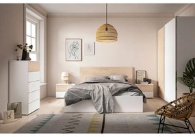 Biela/prírodná dvojlôžková posteľ v dekore duba s úložným priestorom 140x190 cm Sahara - Marckeric