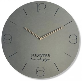 Luxusné hodiny z dreva v sivej farbe s priemerom 50cm