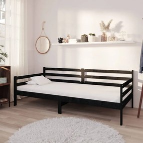 Denná posteľ s matracom 90x200 cm čierna borovicový masív