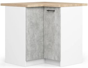 Rohová kuchynská linka OLIVIA 3 m s vitrínou betón