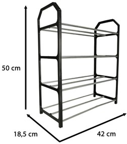 Regálový stojan na topánky 4-poschodový čierny