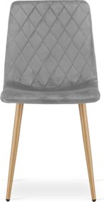 Set 2 kresiel TURIN - svetlosivý zamat / nohy vo farbe dreva