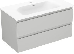 Mexen Orio, kúpeľňová skrinka 90 cm s umývadlom Vela, 2 zásuvky, šedá matná/biela matná, 91A10-09047-2-BFF62-W23M01