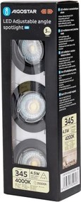 Aigostar - Sada 3x LED zapustené svietidlá 1x GU10/4,5W/230V 4000K čierne