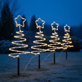Sada 4 vianočných kolíkových svetiel biely vianočný stromček vrátane LED IP44 - Puno