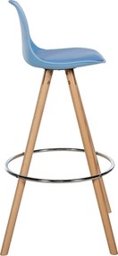 Barová stolička Corbin Round - koženka, natura rám - modrá